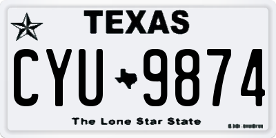 TX license plate CYU9874