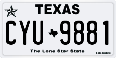 TX license plate CYU9881