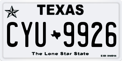 TX license plate CYU9926