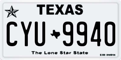 TX license plate CYU9940