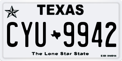 TX license plate CYU9942