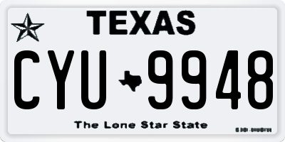 TX license plate CYU9948