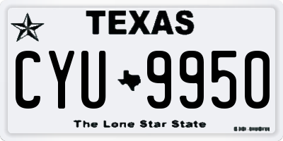 TX license plate CYU9950