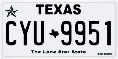 TX license plate CYU9951