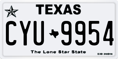 TX license plate CYU9954