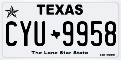 TX license plate CYU9958
