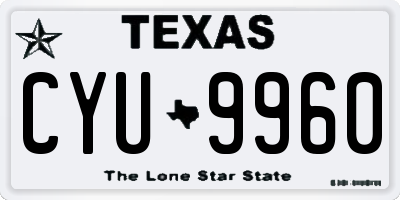TX license plate CYU9960