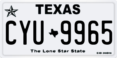 TX license plate CYU9965
