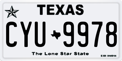 TX license plate CYU9978