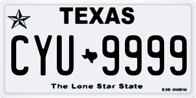 TX license plate CYU9999