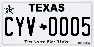 TX license plate CYV0005