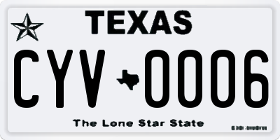 TX license plate CYV0006