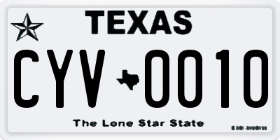 TX license plate CYV0010
