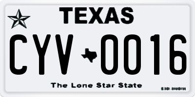 TX license plate CYV0016