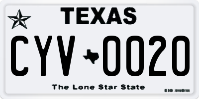 TX license plate CYV0020