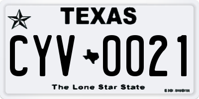 TX license plate CYV0021