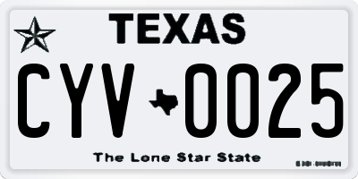 TX license plate CYV0025