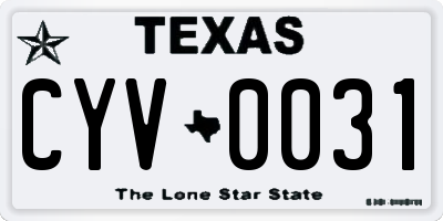TX license plate CYV0031