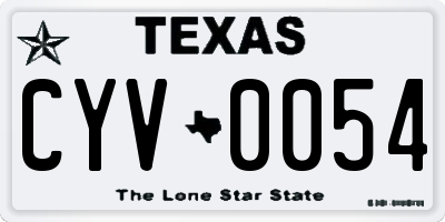 TX license plate CYV0054