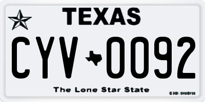 TX license plate CYV0092