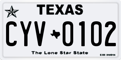 TX license plate CYV0102