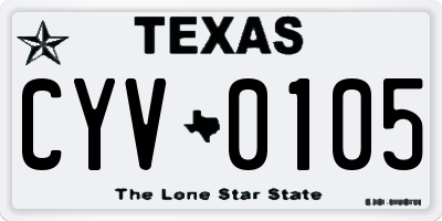 TX license plate CYV0105