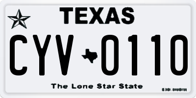 TX license plate CYV0110