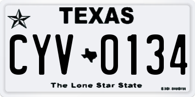TX license plate CYV0134