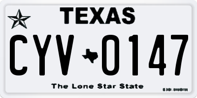TX license plate CYV0147