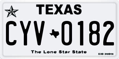 TX license plate CYV0182
