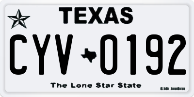 TX license plate CYV0192