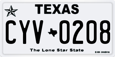 TX license plate CYV0208