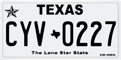 TX license plate CYV0227