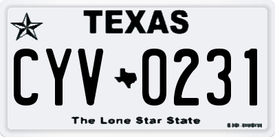 TX license plate CYV0231
