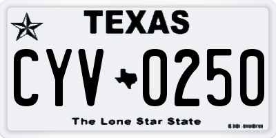 TX license plate CYV0250