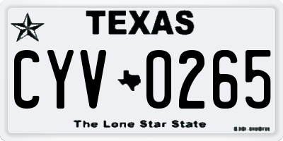 TX license plate CYV0265