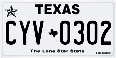 TX license plate CYV0302