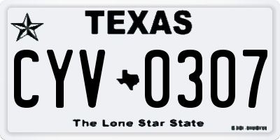 TX license plate CYV0307