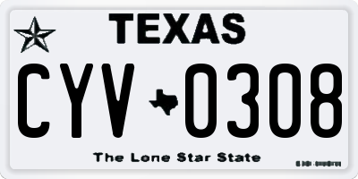 TX license plate CYV0308