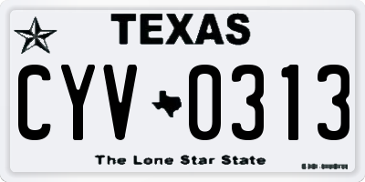 TX license plate CYV0313