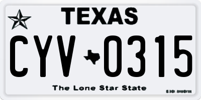 TX license plate CYV0315