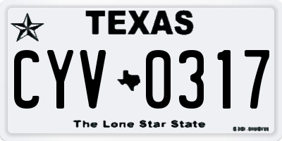 TX license plate CYV0317
