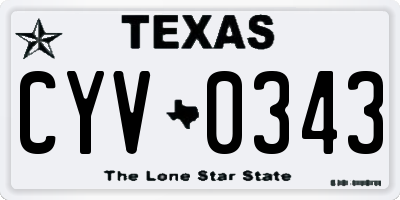TX license plate CYV0343
