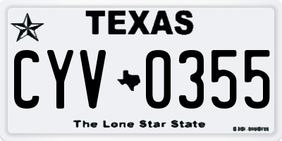 TX license plate CYV0355