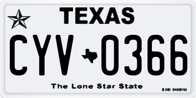 TX license plate CYV0366