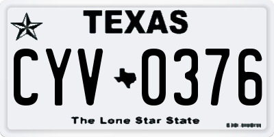 TX license plate CYV0376