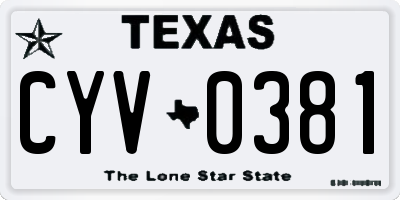 TX license plate CYV0381