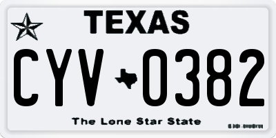 TX license plate CYV0382