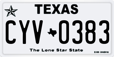 TX license plate CYV0383