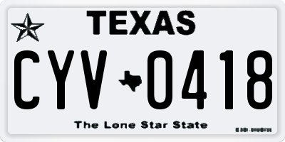 TX license plate CYV0418